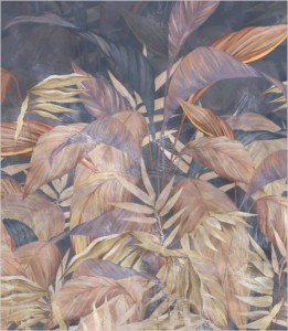 Próbka tapety malowane tropikalne liście