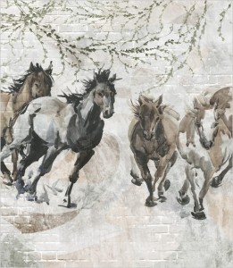 Próbka tapety running horses
