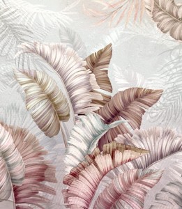 Próbka tapety tropical plants in pink