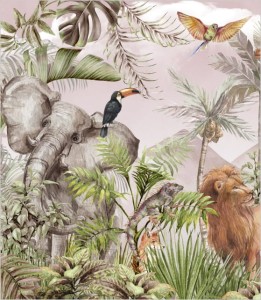 Próbka tapety tropikalna dżungla w akwareli