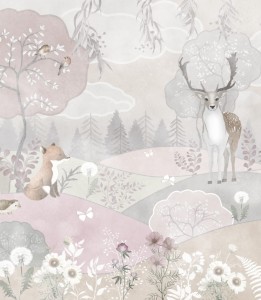 Próbka tapety zwierzęta z bajkowego lasu