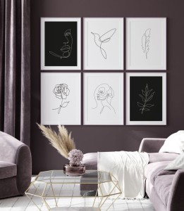 Zestaw plakatów sztuka malowana kreską