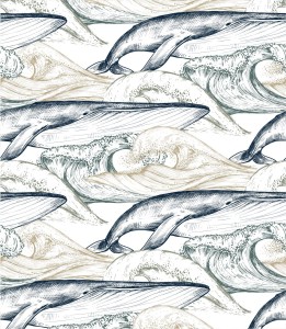 Próbka tapety fale oceanu i wieloryby