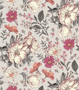 Próbka tapety dzika róża i rumianek