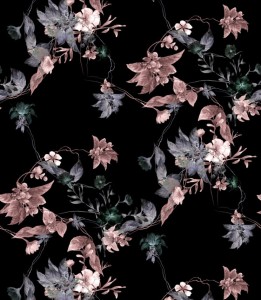 Próbka tapety malowane liście i kwiaty