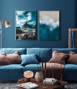 Zestaw plakatów efektowny błękit