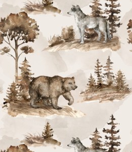 Próbka tapety niedźwiedź i wilk