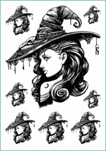 Tatuaże tymczasowe wiedźma w kapeluszu