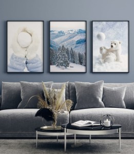 Zestaw plakatów zabawa w śniegu