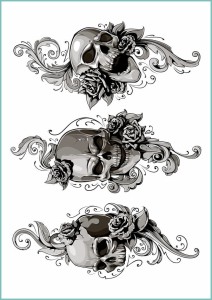 Tatuaże tymczasowe skulls with floral