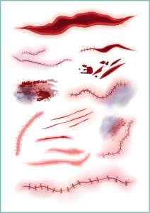 Tatuaże tymczasowe szwy blizny siniaki