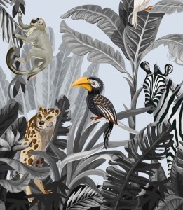 Próbka tapety jungle trees and animals