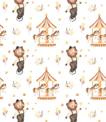Próbka tapety miś w cyrku