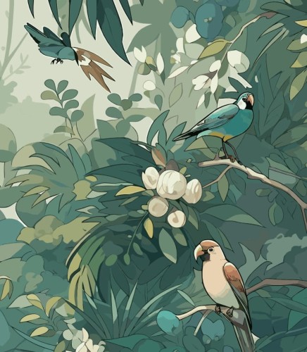 Próbka fototapety parrots in the jungle