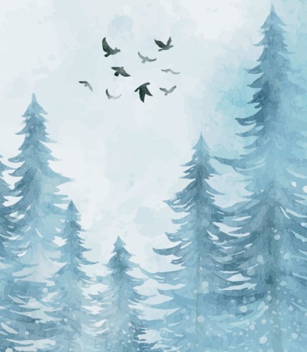 Próbka fototapety mroźny las