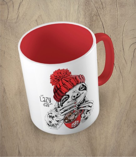 Czerwony kubek lazy winter day