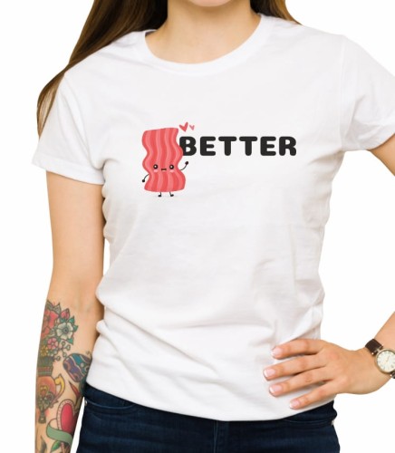 Biała damska koszulka better together bacon