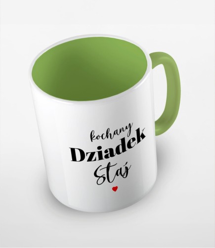kolorowy kubek kochany dziadek imię - jasnozielony