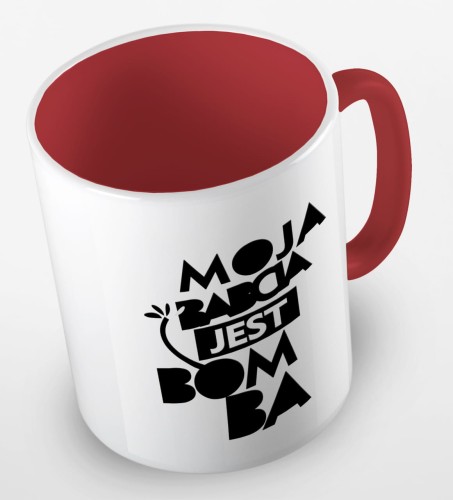 kolorowy kubek babcia jest bomba - czerwony.jpg