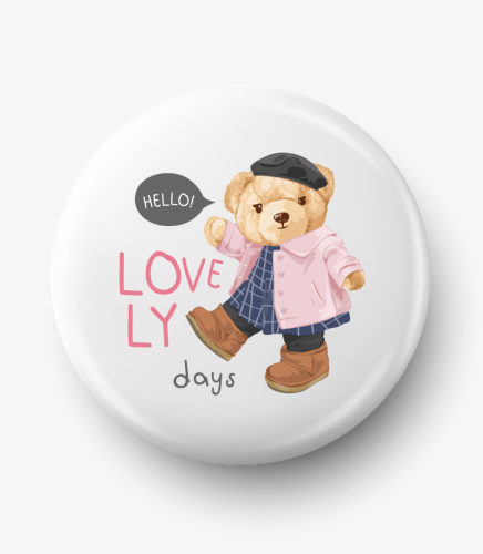 Button bear doll girl pink