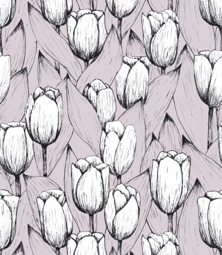 Próbka tapety białe tulipany na pastelowym tle