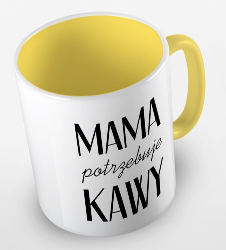 kolorowy kubek z hasłem mama potrzebuje kawy - żółty.jpg