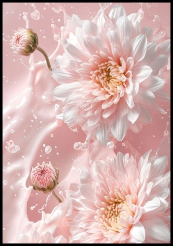 Subtelny kwiatowy plakat z chryzantemami w ciekawym ujęciu