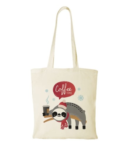 Torba bawełniana christmas coffee time sloth