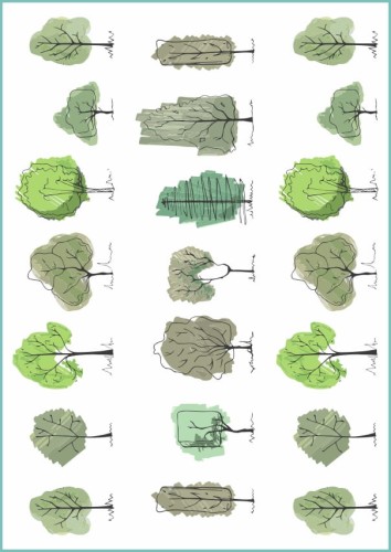 Tatuaże zmywalne z zielonymi i brązowymi drzewami. Zestaw naklejek na ciało z ekologicznymi wzorami