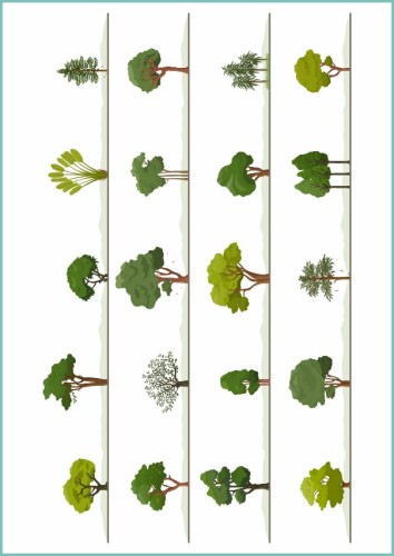 Tatuaże z zestawem wiosennych drzew w różnej postaci. Naklejki na ciało z drzewami idealne na imprezę proekologiczną czy Dzień Ziemi