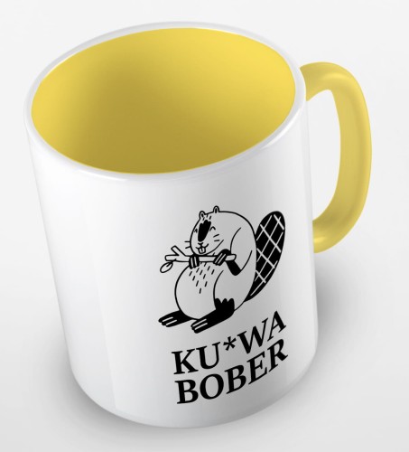 kolorowy kubek ku-wa bober - żółty.jpg