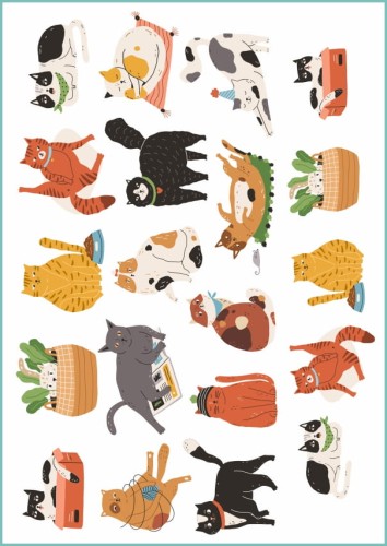 Kocie naklejki na ciało z barwnymi zwierzakami. Urocze tatuaże zmywalne koty dla dzieci, dorosłych, na imprezy