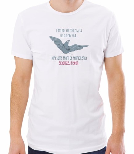 Męska biała koszulka exhausted pigeon