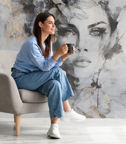 Fototapeta woman's face with a flower, to doskonała propozycja do nowoczesnego wnętrza. Świetnie sprawdzi się w klimatycznej sypialni, salonie, jak i również biurze.