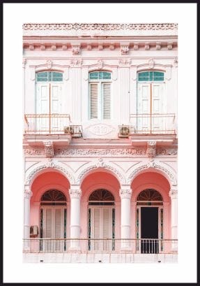 Plakat Budynek w Hawanie z białym marginesem dookoła.
