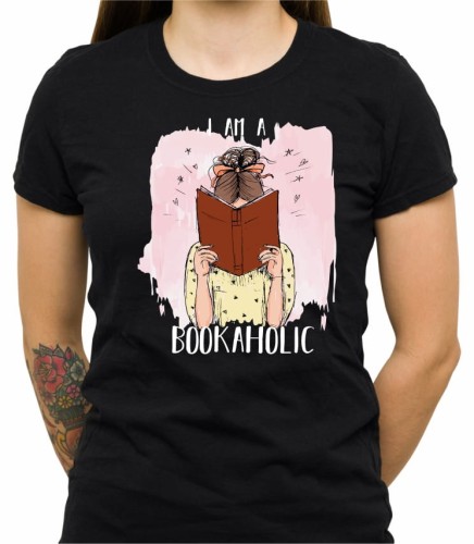 Czarna damska koszulka bookaholic