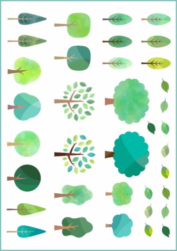 Tatuaże tymczasowe kolorowe sylwetki drzew