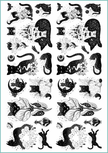 Tatuaże tymczasowe sylwetki kotów 01  czarne