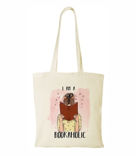 Bawełniana torebka na wyprawę do księgarni i biblioteki. Sprawdzi się również jako gadżet na inne zakupy. Mały rozmiar po zwinięciu sprawi, że zmieści się do każdej torebki