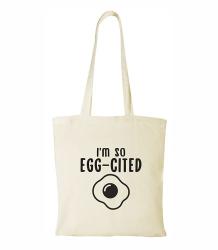 Zabawna torba na poprawę humoru. Jajko sadzone to nietypowa i zabawna ozdoba torby bawełnianej na codzienne zakupy i przydatne rzeczy