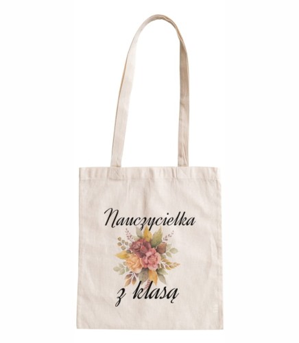 torba bawełniana z długimi uszami, z nadrukiem - nauczycielka z klasą