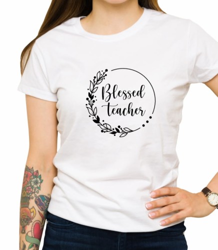 Biała damska koszulka blessed teacher