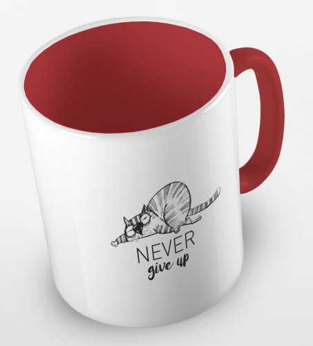 kolorowy kubek - never give up (nigdy się nie poddawaj) - kolor czerwony.jpg
