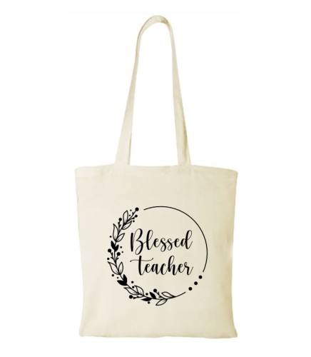 Bawełniana torebka dla wspaniałego nauczyciela lub nauczycielki, w której będą mogli nosić najważniejsze przybory szkolne lub zakupy