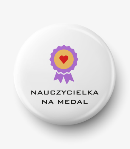 Button nauczycielka na medal