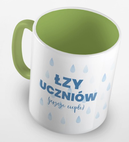 kolorowy kubek z hasłem - łzy uczniów zbierane przez pana profesora - kolor jasnozielony.jpg