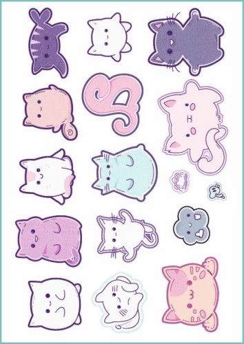 Tatuaże tymczasowe pastelowe koty kawaii
