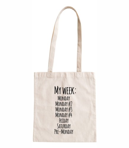 torba bawełniana z długimi uszami, z nadrukiem - my week.jpg