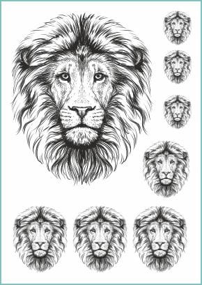 Czarne tatuaże tymczasowe król zwierząt - naklejki na ciało z władcą puszczy z piękną bujną grzywą