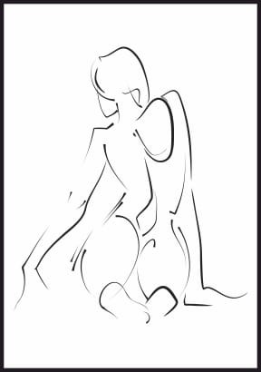 Plakat szkic nagiej kobiety - czarno biały obraz na ścianę rysowany kreską